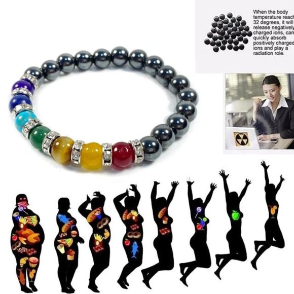 10mm “Weight Loss” 7 Chakra Healing Balance Magnetic Stretch Bracelet - Picture 8 of 11